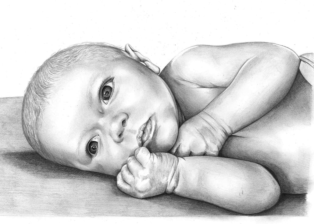 Pencil Drawing of Baby Boy