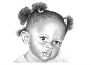 Pencil Drawing of Baby Girl