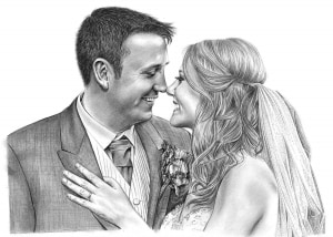 Pencil Drawing of Bride and Groom