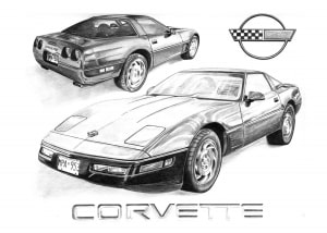 Pencil Drawing of Corvette