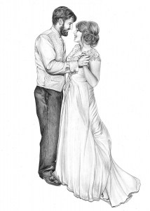 Pencil Portrait of First Dance at Wedding