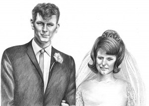 Pencil Drawing of Bride and Groom