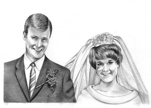 Pencil Portrait of Bride and Groom