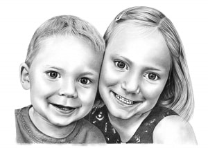 Pencil Drawing of Brother and Sister