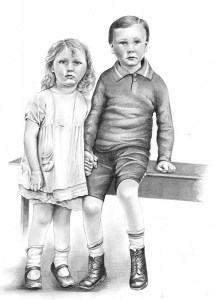 Pencil Portrait of Brother and Sister