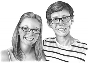 Pencil Sketch of Brother and Sister