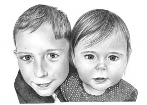 Portrait Drawing of Brother and Sister