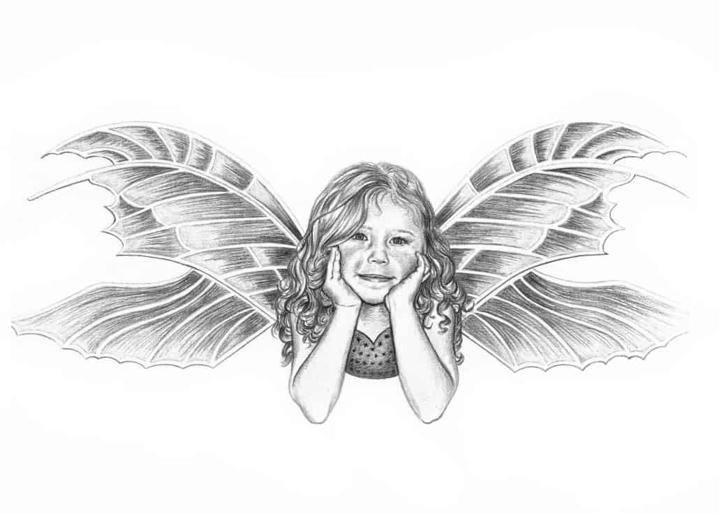 Pencil Portrait of Daughter as a Fairy