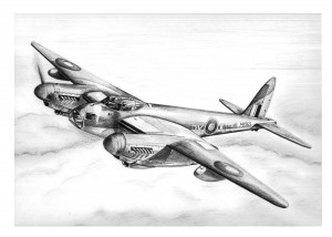 Pencil Drawing of de Havilland Mosquito