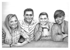 Pencil Portrait of Family
