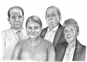 Pencil Drawing of Family at Wedding