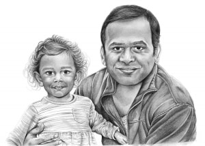 Pencil Drawing of Father and Daughter