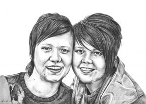 Pencil Portrait of Friends
