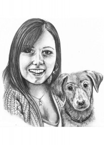 Pencil Portrait of Girl with Dog