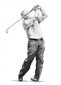 Pencil Sketch Portrait of Golfer