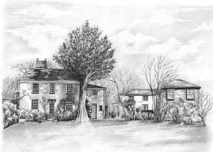 Pencil Drawing of Hayne Barton Cottage