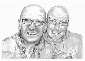 Pencil Portrait of Male Friends
