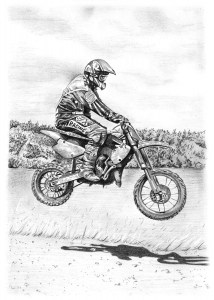 Pencil Drawing of Trials Bike