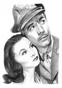 Pencil Portrait of Vivian Lee and Robert Taylor