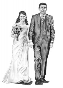 Pencil Drawing of Wedding Couple