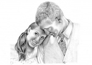 Pencil Drawing of Wedding Portrait
