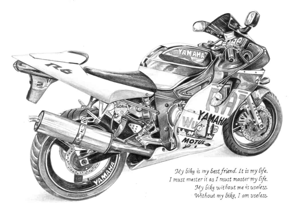 Pencil Drawing of Yamaha R6