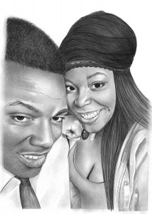 Pencil Portrait of Young Couple