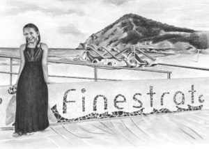 Pencil Portrait of Girl in Finestrat, Spain