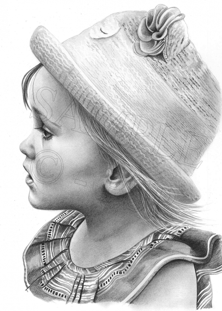 Pencil Portrait of Girl in Hat