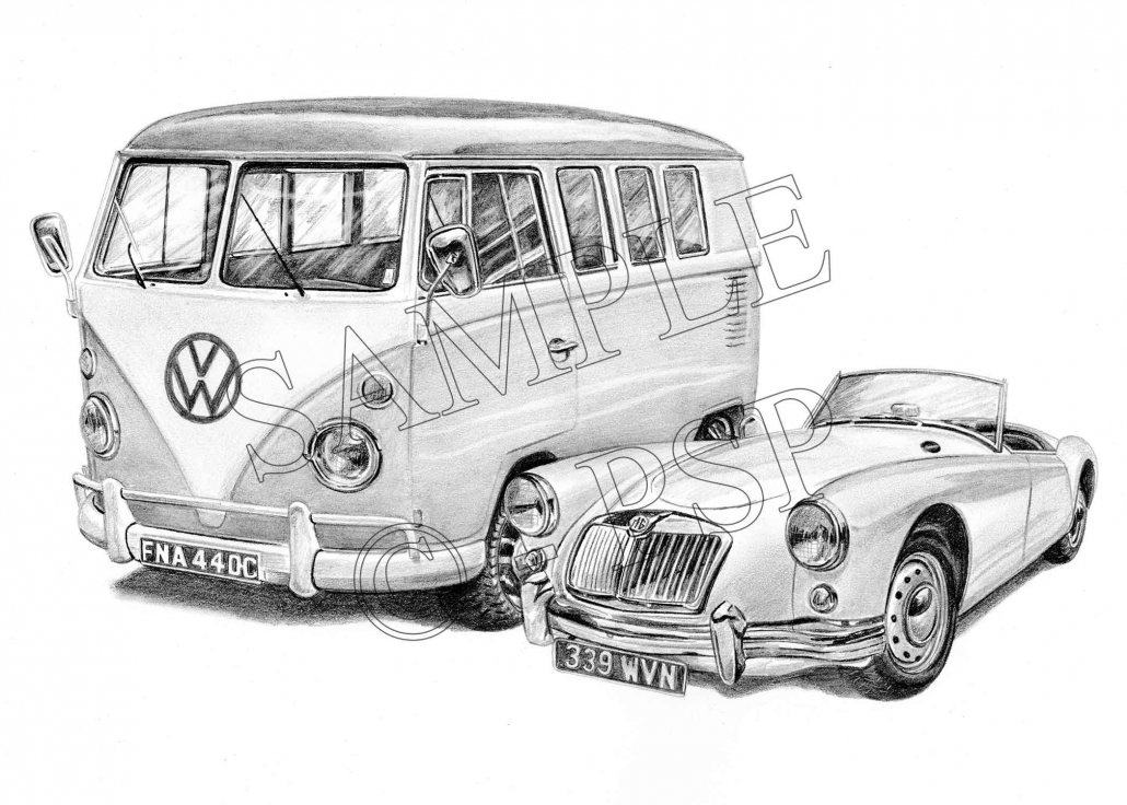 Pencil Drawing of VW Camper MK1
