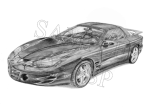 Pencil Drawing of 1999 Pontiac Trans-Am Firebird