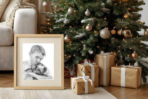 Custom pencil portrait for Christmas gift